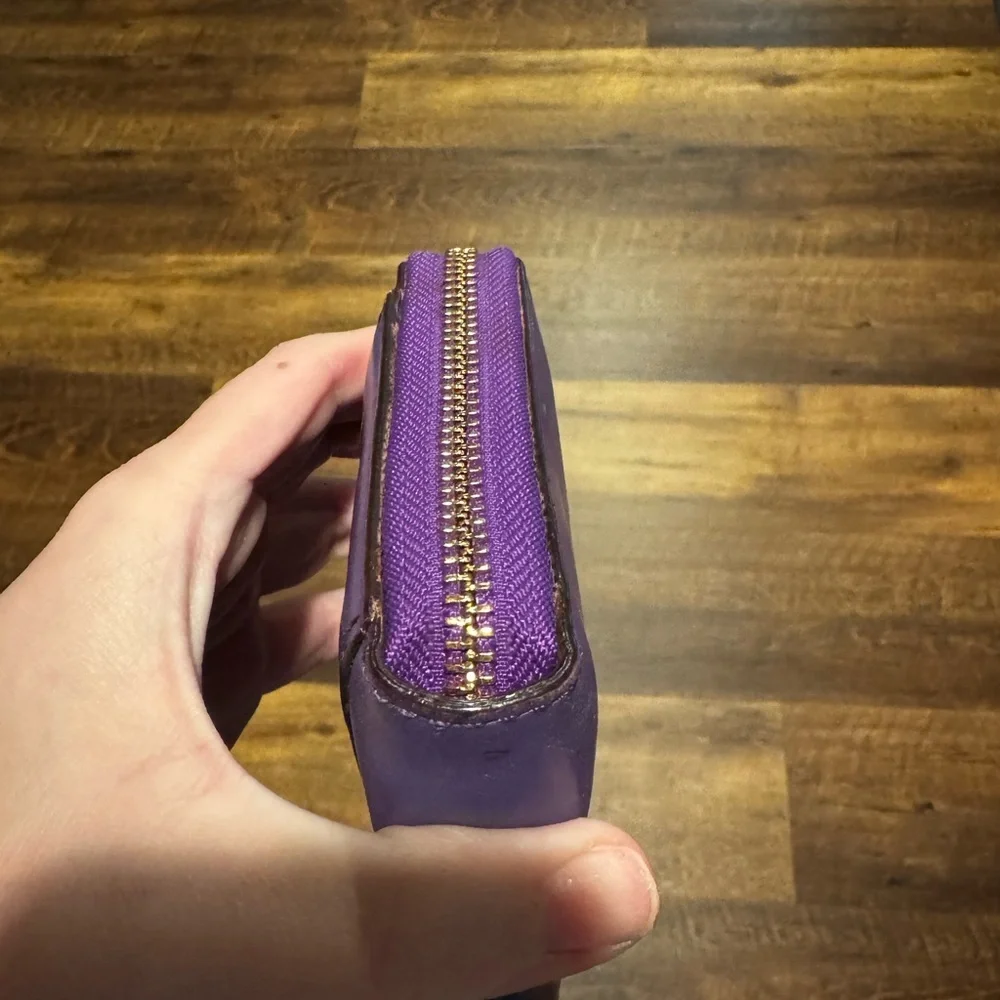 Kate Spade Purple Leather Long Zippy Wallet with Front Pocket